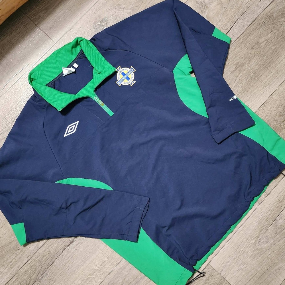 Umbro Northern Ireland Football Association 1/4 Zip Training Top Navy Green XL